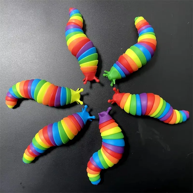 สีสัน Slug Snail ของเล่นข้อต่อยืดหยุ่น 3D Slug Fidget ของเล่นทุกวัยบรรเทา Anti-ความวิตกกังวล Sensory ของเล่นเด็ก