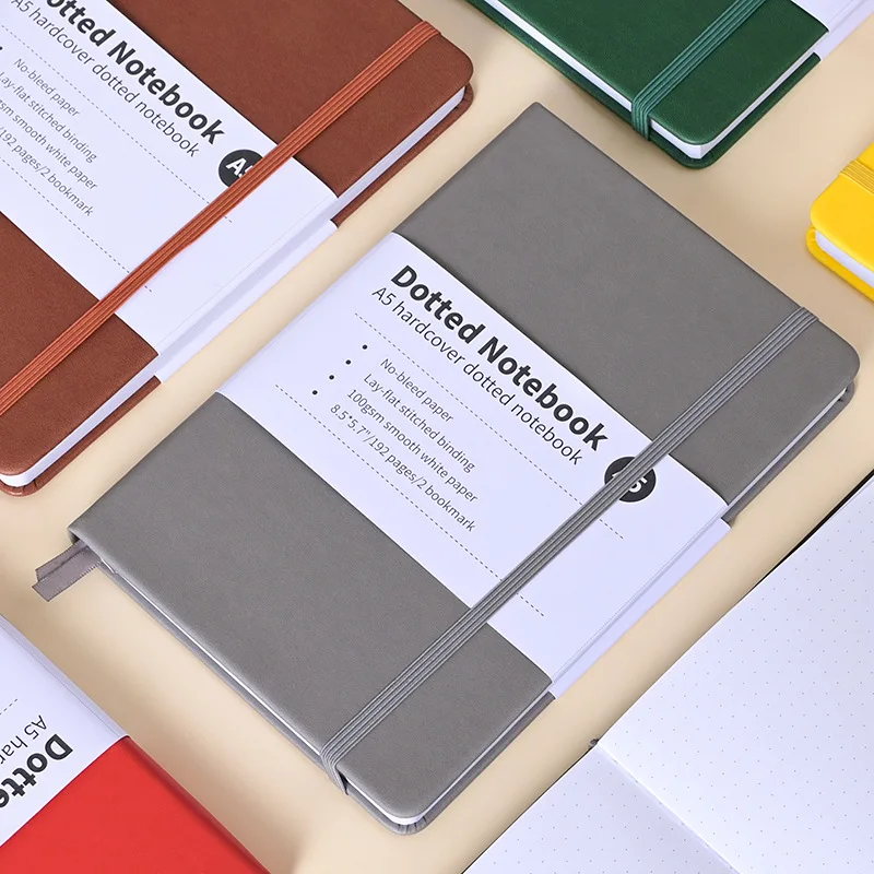 Notebook A5 192 pagine Diario classico Carta punteggiata Copertina rigida Business Creativo Fascia elastica Blocco note Diario Studente di cancelleria