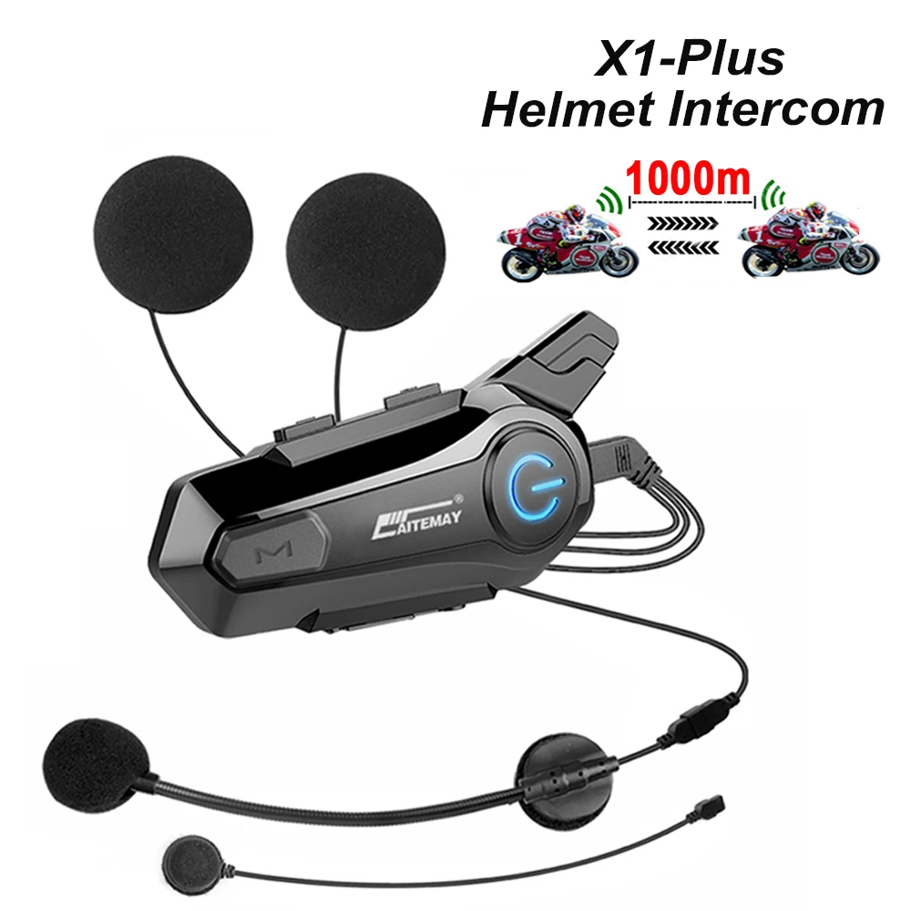 Comunicador de interfono de 1000M X1 Plus, intercomunicador para casco de motocicleta, auriculares Bluetooth, interfono impermeable para Moter
