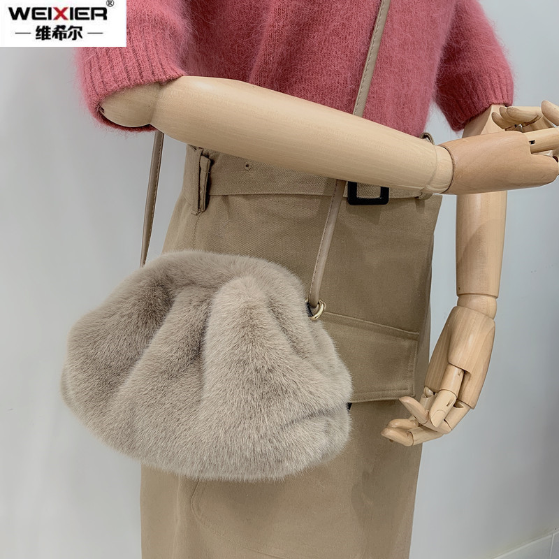 ฤดูหนาว Plush Cloud สำหรับแบรนด์หรูผู้หญิงฤดูหนาว Faux Fur กระเป๋าแฟชั่น Mink Fur Crossbody กระเป๋าสุภาพสตรี bags가방