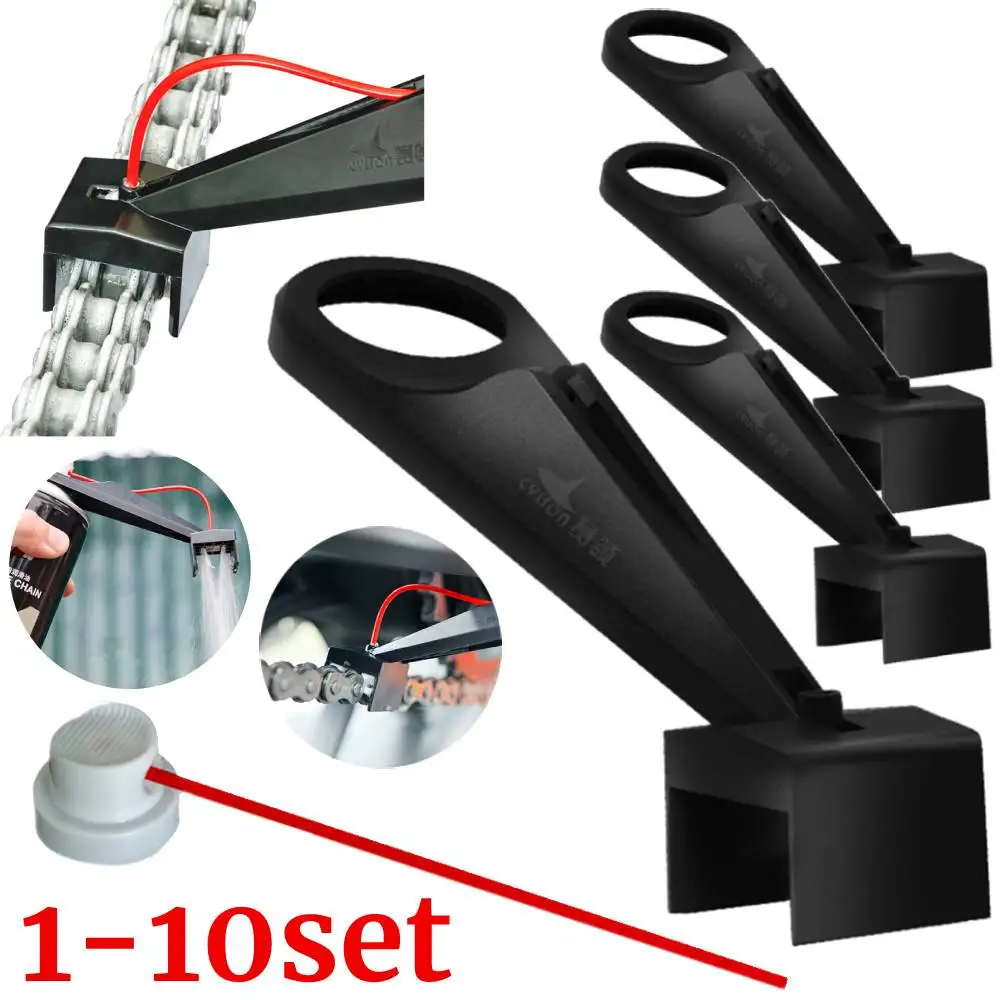 Juego de 10-1 engrasador de cadena para motocicleta, engranajes de pulverización, aplicador de lubricante para cadena de motocicleta sin desorden, limpiador de cadena de cera para Moto, herramientas de mantenimiento