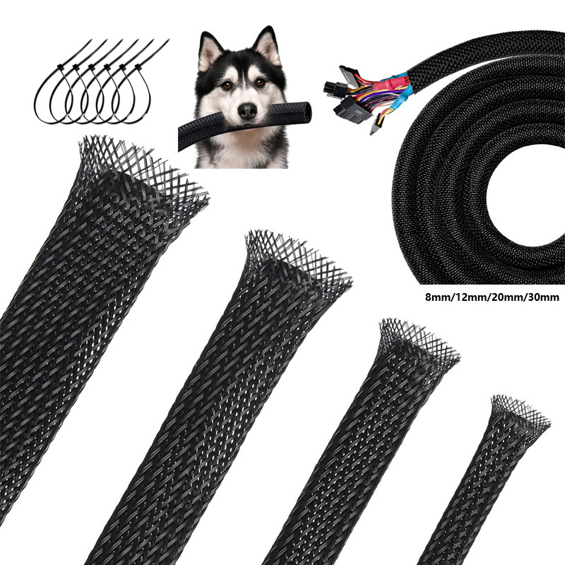 Braided Wire Loom PET Cable Loom Expandable Braided Sleeving Wire Sleeve for TV Computer Home Theater Cable Sleeve 3M/10M