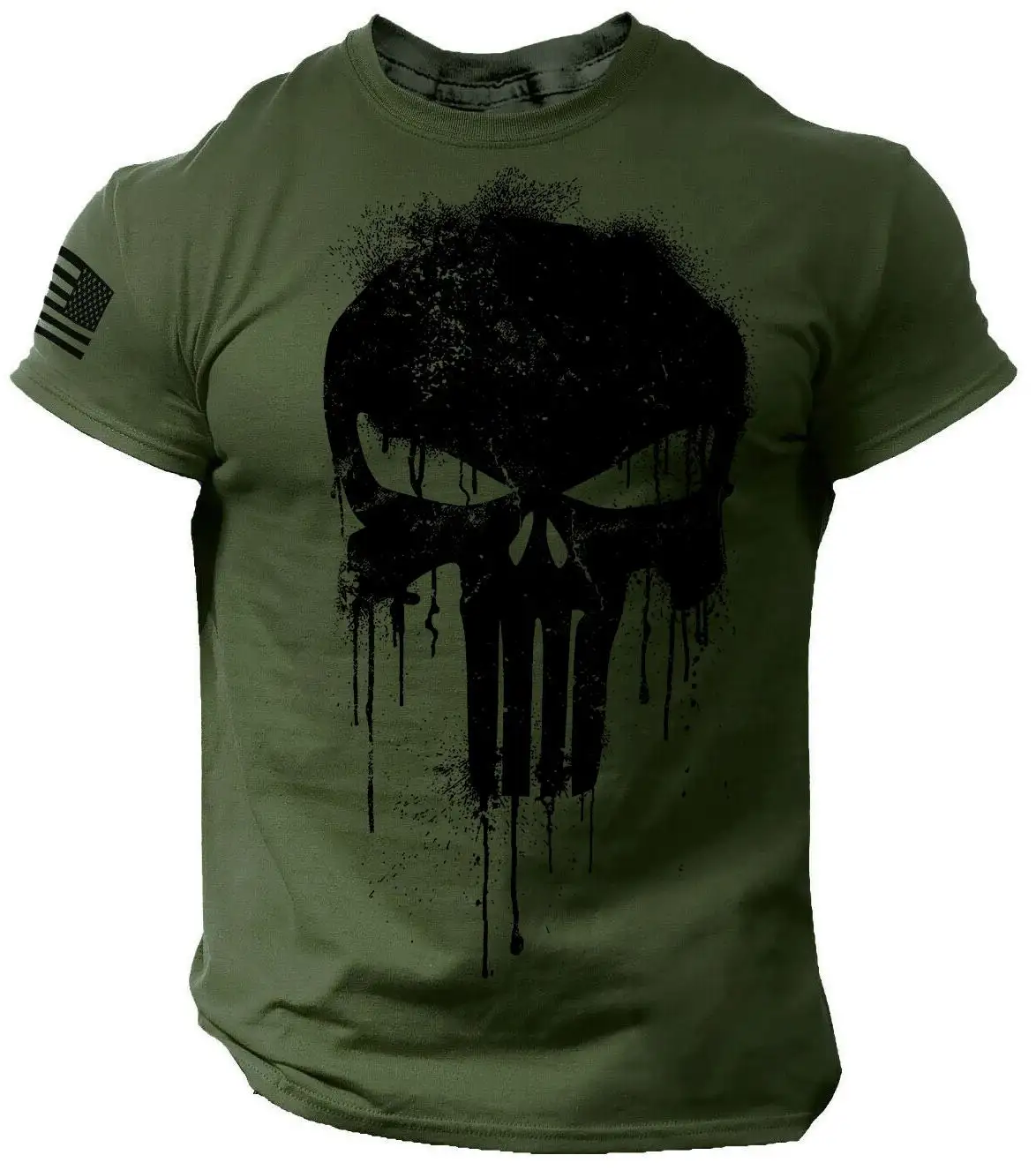 夏のメンズ 3D プリント軍事愛国スケルトンドロップ Tシャツファッション特大クルーネックスポーツウェアメンズ Tシャツ
