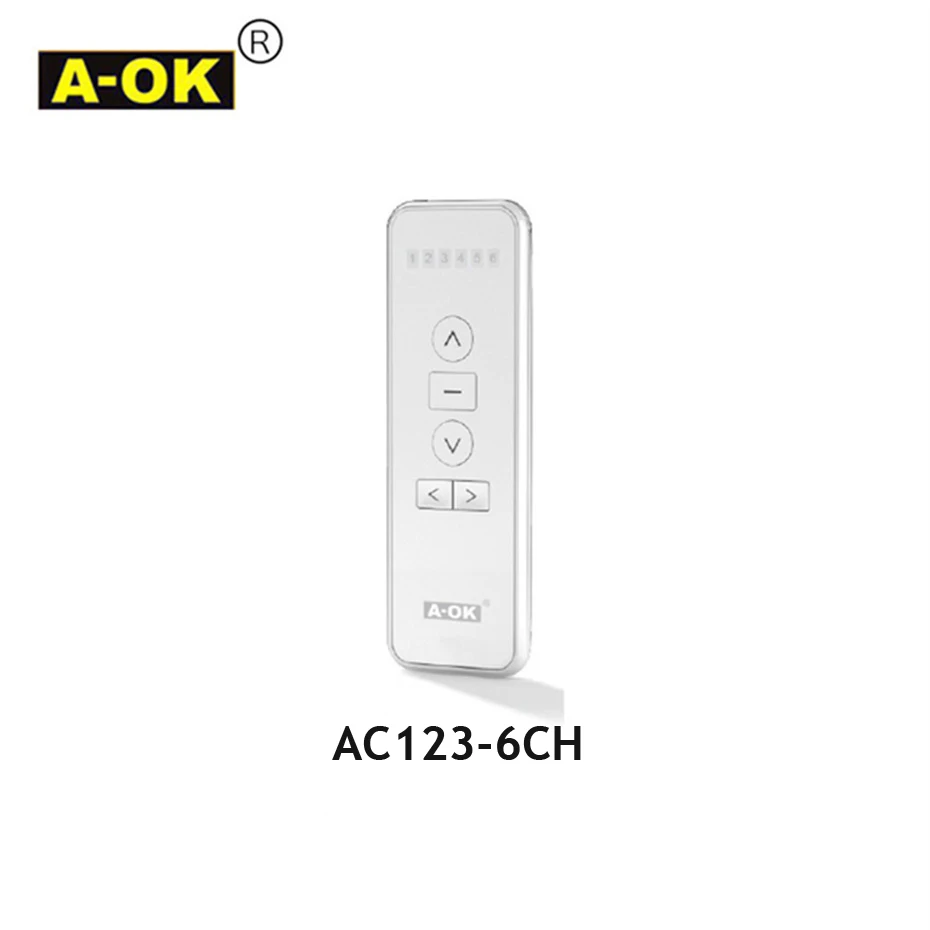 A-OK AC123 1/2/6/16-CH รีโมทคอนโทรล RF433Transmitter สําหรับ OK ไฟฟ้า Curtian มอเตอร์, ไร้สายควบคุมบ้านอัจฉริยะ