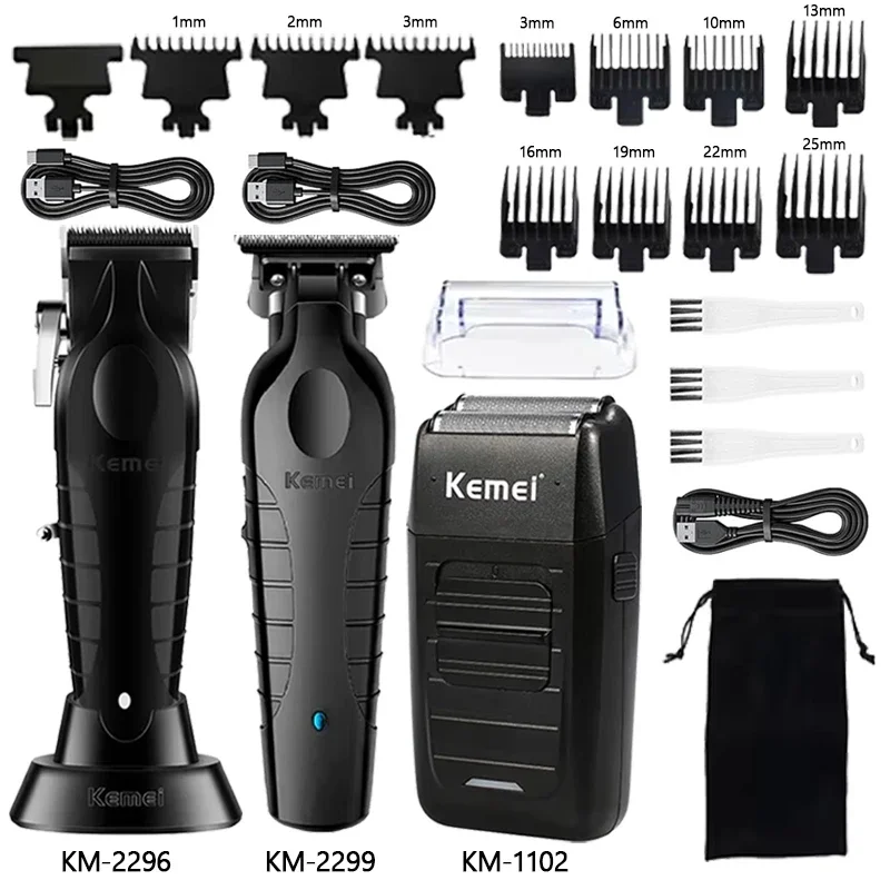 Kemei เครื่องโกนหนวดไฟฟ้าสำหรับผู้ชาย, เครื่องที่ตัดขน KM-1102 KM-2299 KM-2296เครื่องตัดแต่งผมเครื่องตัดผมมืออาชีพ