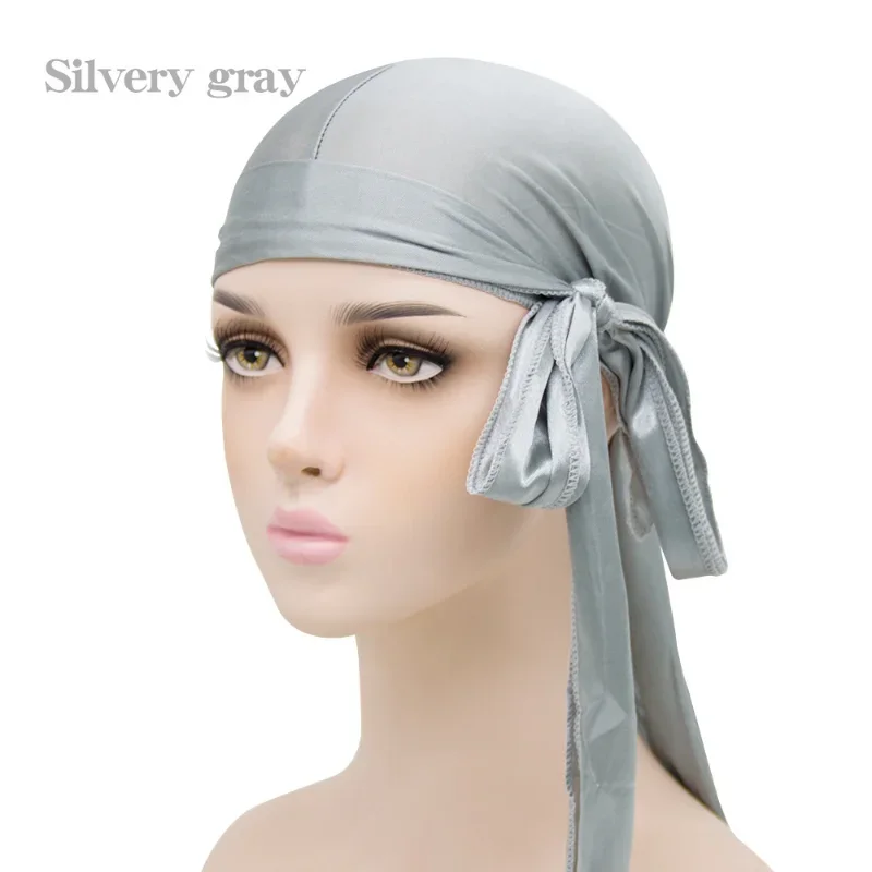 ความยืดหยุ่น Baotou หมวกผมจําลอง Silky Durag Long Tail หมวกโจรสลัด Turban สําหรับเด็กริบบิ้นอุปกรณ์เสริม