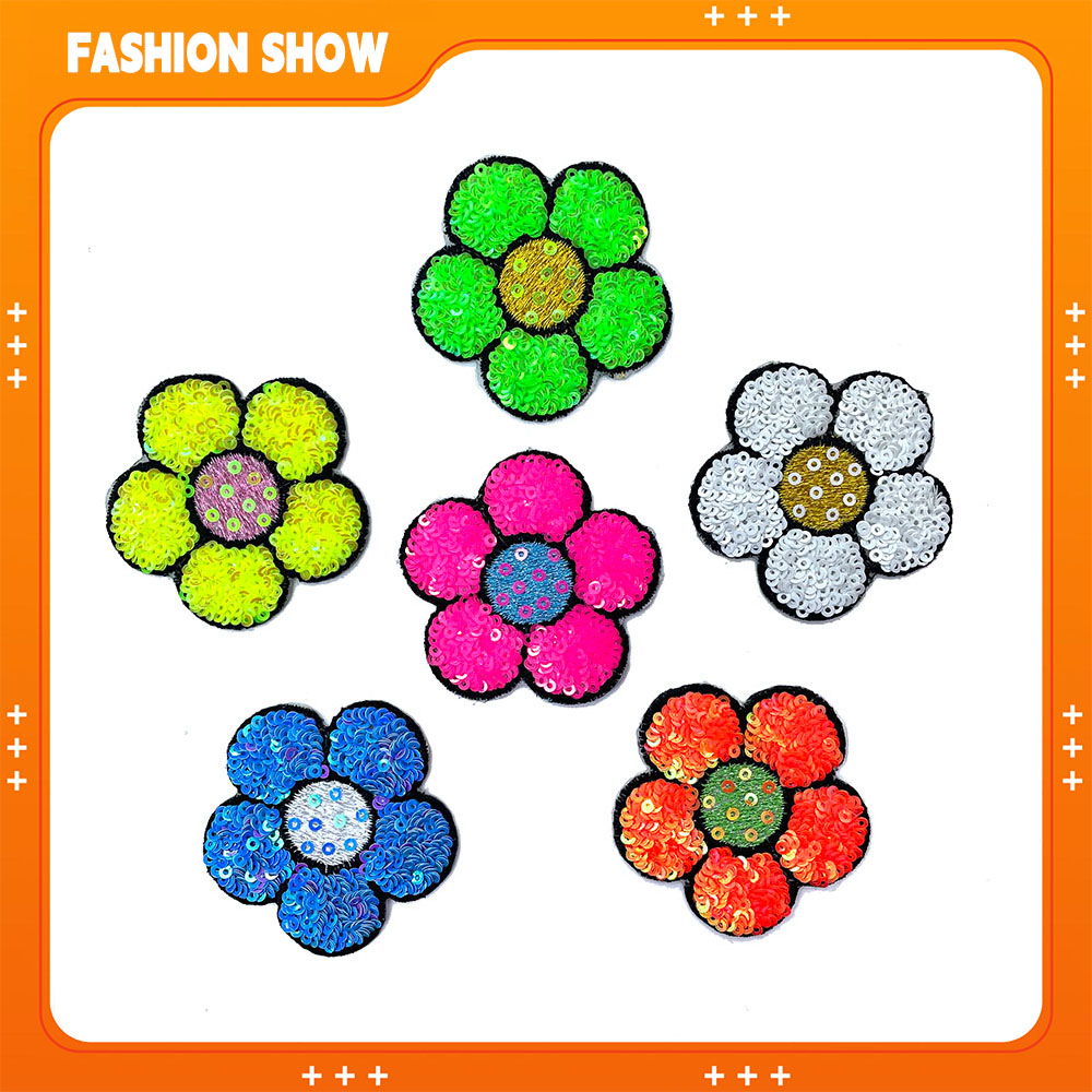 Изысканный маленький цветок с блестками, вышивка, тканевые наклейки с блестками, сделай сам, термоплавкий клей, футболка, толстовка, сумка, вышивка, декоративные наклейки, 6 цветов на выбор