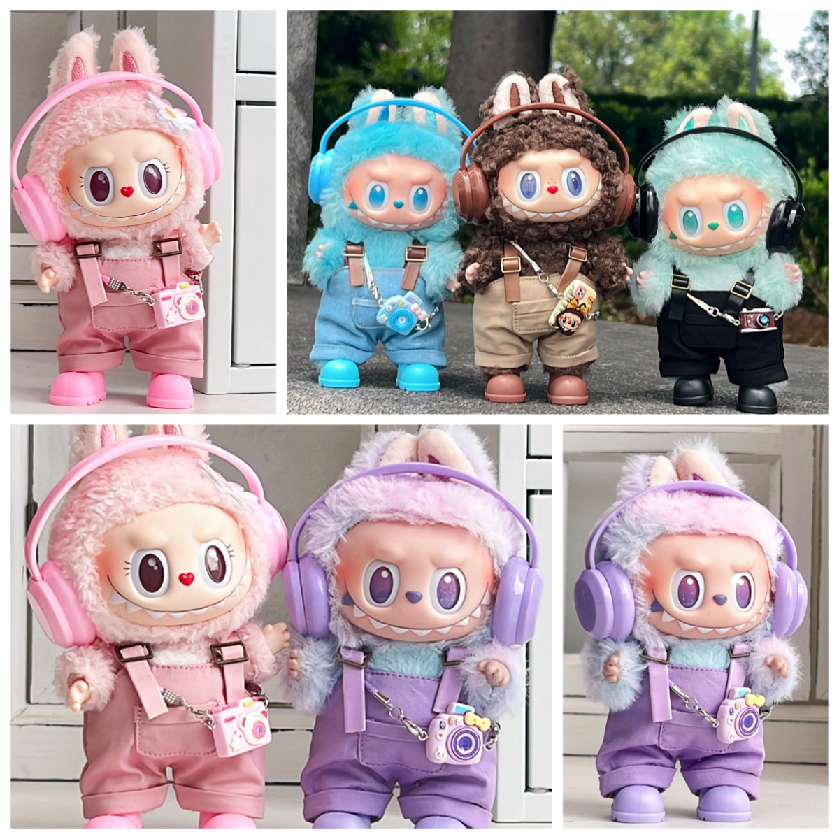 Для 15/17 см одежда Labubu Macaron модный наряд погоны брюки наушники фотоаппараты обувь Labubu 3,0 DIY подарочные аксессуары