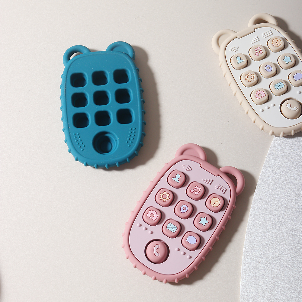 Anneau de dentition en Silicone en forme de téléphone portable pour bébé, jouet éducatif sensoriel pour enfants, coffret cadeau pour bébé, nouvelle collection 2024