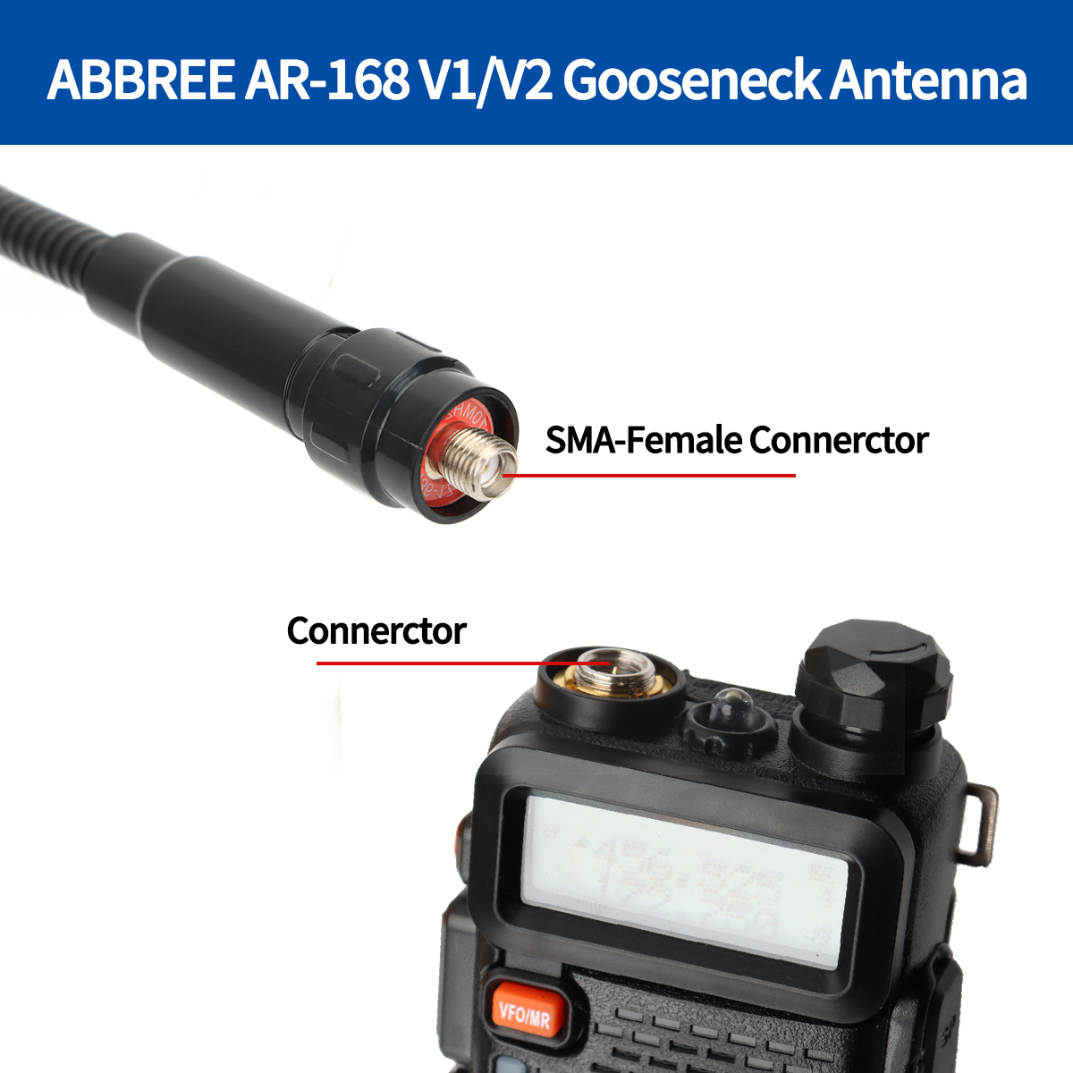 ABBREE グースネック戦術アンテナ高利得 VHF UHF デュアルバンド SMA メス Baofeng トランシーバー UV-5R Quansheng K5(8) K6 用