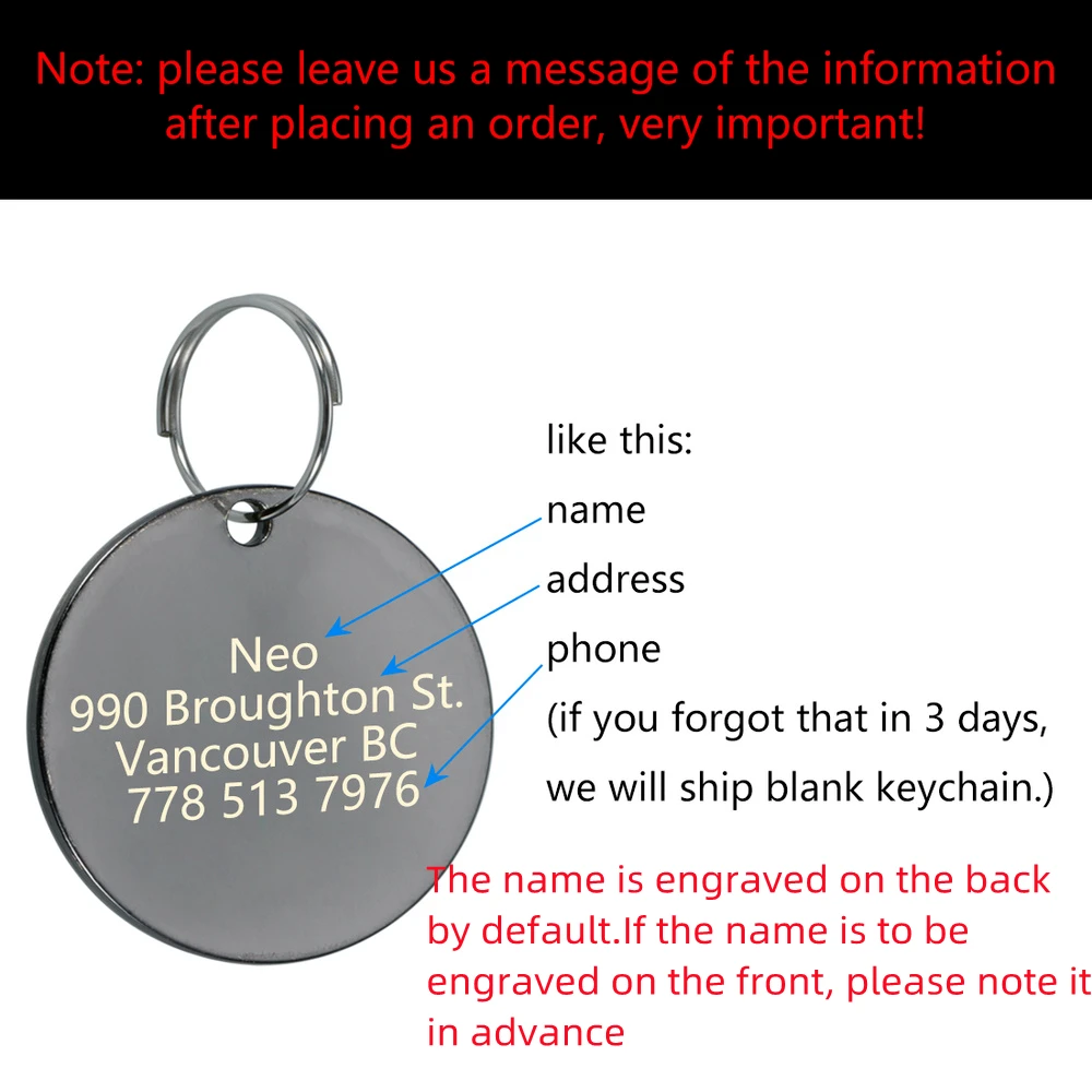 VIP Customizable Engraved Pets ID Tag for Dog Cat Bronze Nameplate Tags Personalized  Address Number Dogs Collar ID Pendant