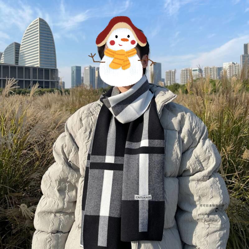 Inverno masculino cachecol manter quente cachecol casual moda marca designers malha lenço retalhos lã caxemira cachecol xale envoltório ac2228