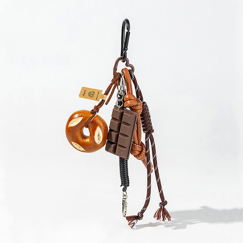 Colgante de bolsa de cuerda trenzada, llavero colgante de alta calidad, bonito pan de agua alcalina, colgante de bolsa Ins, colgante de Chocolate