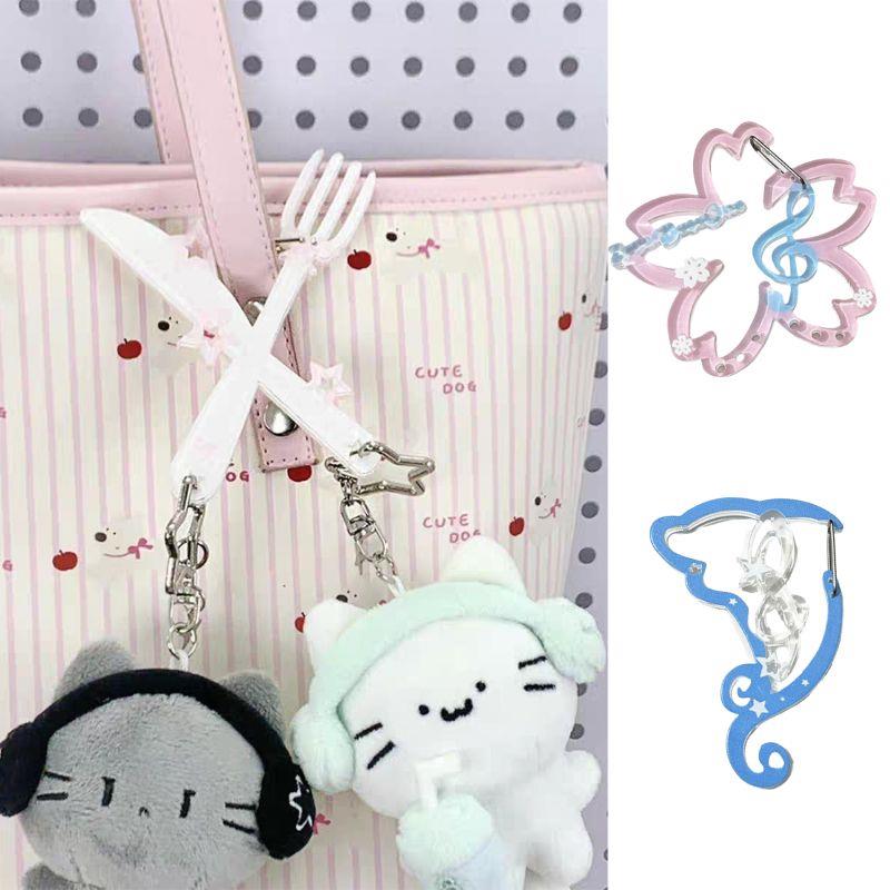 DIY nuevo dibujo animado lindo notas musicales mosquetón acrílico colgante para teléfono móvil INS acrílico bolsa encantos mochila accesorios colgantes