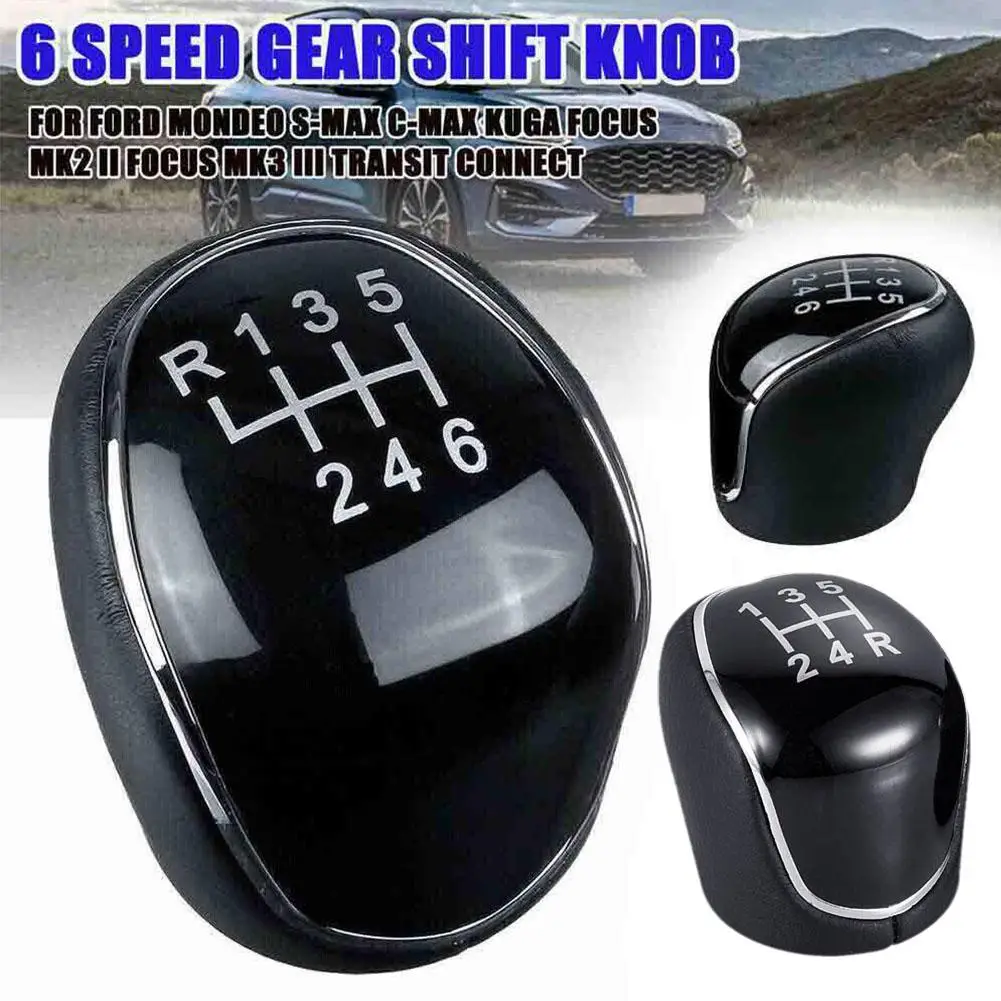 5/6 Gang Schaltknauf für FORD Mondeo Mk4 S-Max C-Max Focus Mk2 Kuga Leder Schalthebel Arm Headball Auto Zubehör