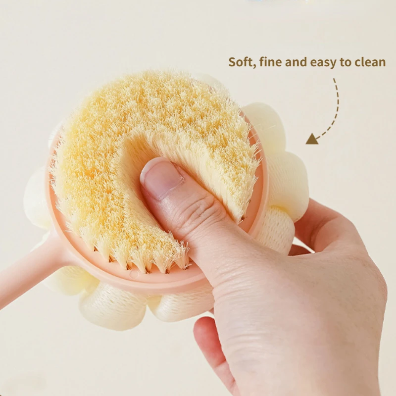 1pc doppelseitige Lange Griff Dusche Pinsel Reiben Zurück Pinsel Weichen Borsten Dusche Pinsel Reiben Schlamm Zu Entfernen staub Peeling Pinsel Werkzeug