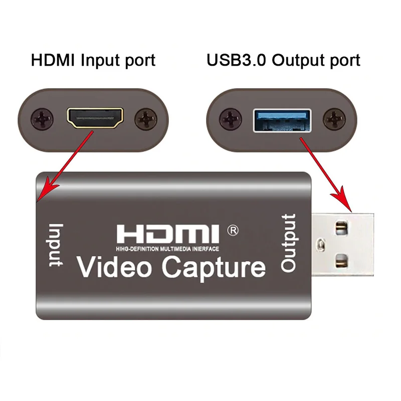 USB 3.0 Video Capture Card 4K 60HZ HDMI Video Grabber ที่ถ่ายทอดสดกล่องการบันทึกสําหรับ PS4 XBOX โทรศัพท์เกม DVD กล้อง