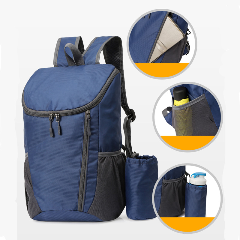 Zaino pieghevole minimalista di grande capacità Zaino sportivo da viaggio all'aperto impermeabile portatile unisex Zaino casual unisex in nylon