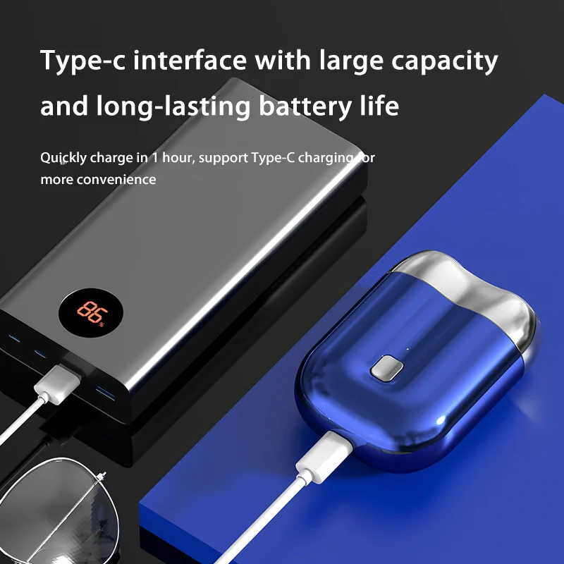 双頭ミニ磁気シェーバー Type-C 充電サイレント洗える電気シェーバーポータブル男性女性電気かみそり