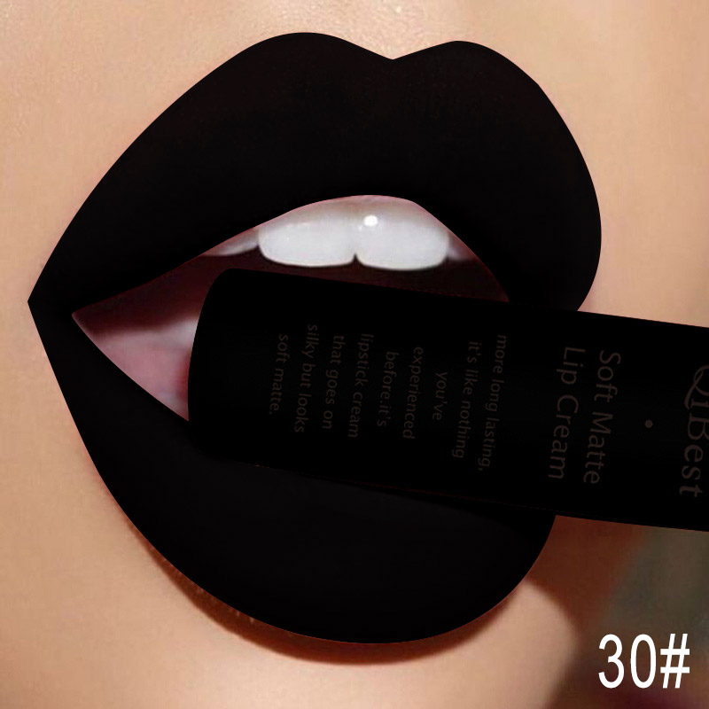 QIBEST-brillo de labios mate de terciopelo para mujer, lápiz labial líquido, belleza, rojo, desnudo, resistente al agua, maquillaje de manchas de labios de larga duración