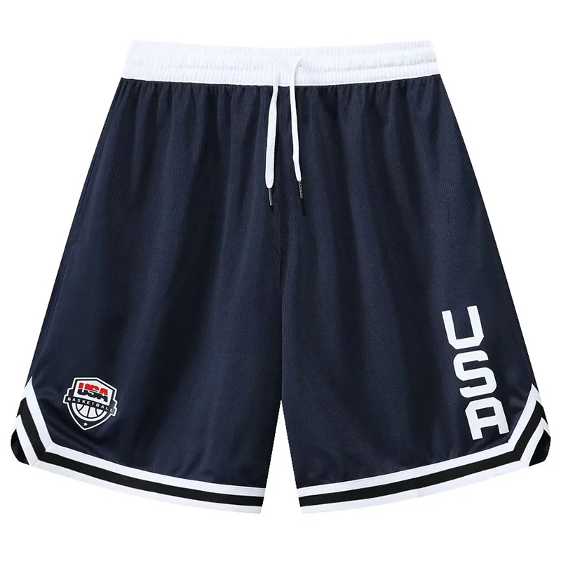 USA Print Basketbalshorts Training Heren Actieve Shorts Losse Zakken Fietsen Oefening Training Hardlopen Gum Sport Onderkleding