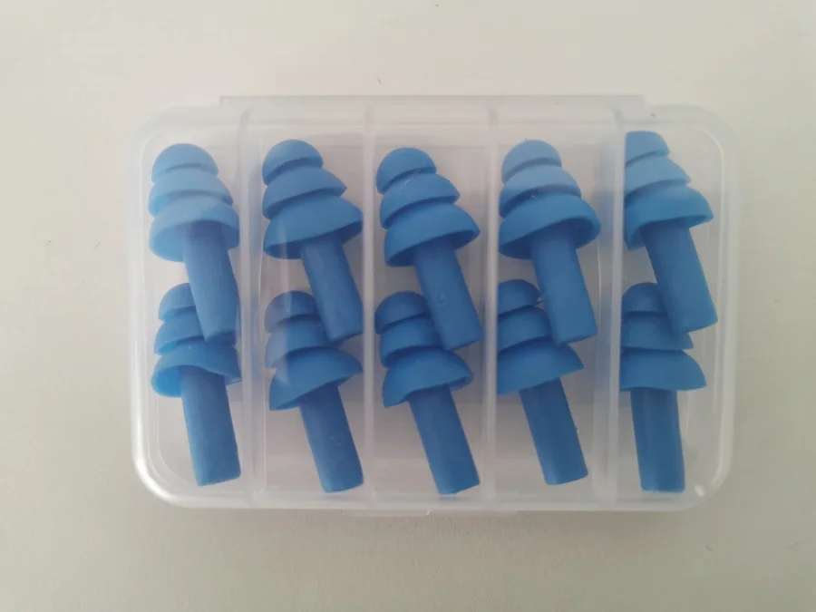 5 par/set de tapones para los oídos cómodos empaquetados en caja, tapones para los oídos suaves de silicona con reducción de ruido, tapones para los oídos de silicona para natación, protectores para dormir