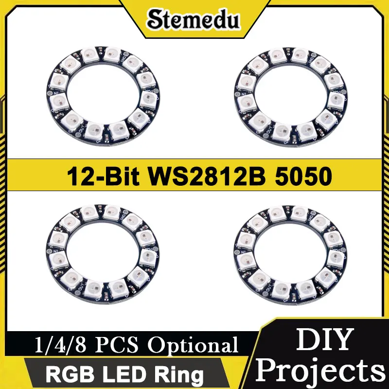 7/12/16/24/60 Bits WS2812B 5050 RGB LED Anello Lampada programmabile Luce Arduino/Raspberry Pi Compatibile 1/4/8 PZ Opzionale