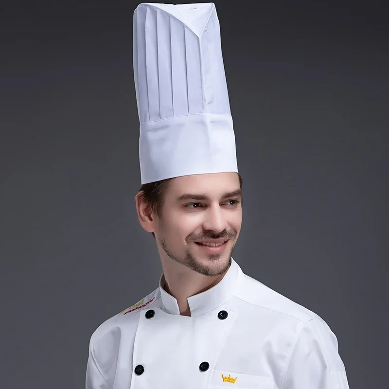 ผู้ชายห้องครัวหมวกยืดหยุ่นโรงแรมร้านอาหารห้องครัว Chef สูงหมวก Catering Serve เบเกอรี่ร้านเค้ก Breathable Cook หมวกขนาดกลาง