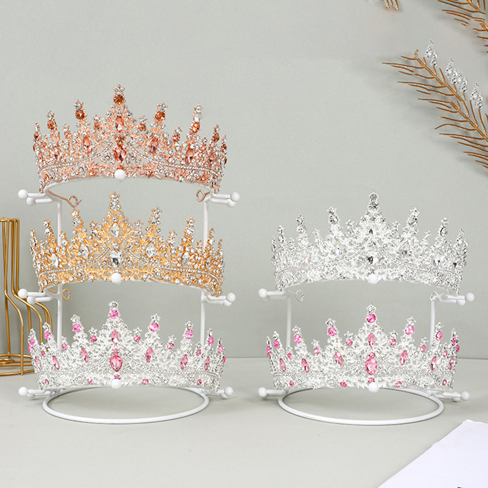 Wedding Hair Crown Rack Jewelry Storage Rack Princess Crown Rack Tiara Support Stand for Bride Showcases Desktop Party Decor