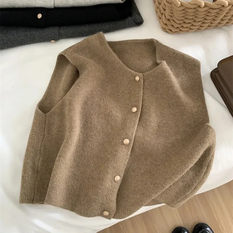 Mode 2025 Weiche Chic Adrette Wilde Elegante Dame Weste Gestrickte Vintage Frauen Herbst Winter Pullover Westen