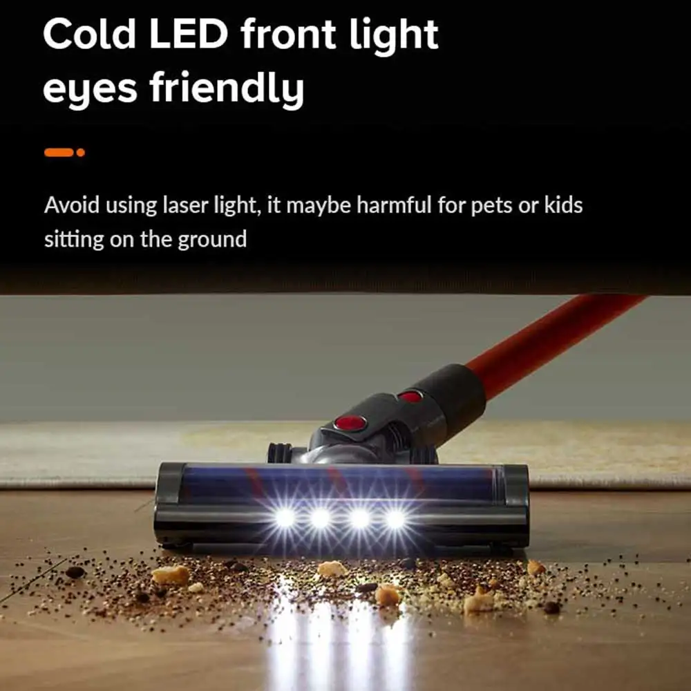 Aspirador de Pó Portátil Sem Fio ABIR VC205, 27000PA, Sensor de Poeira Inteligente, Tela de Toque LED, Controlo Automático de Velocidade, Eliminador Portátil de Ácaros