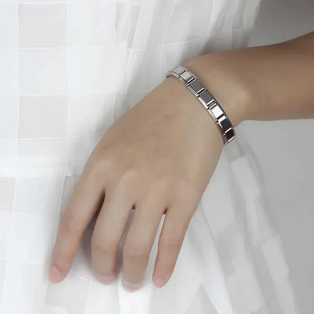 Bracciale quadrato larghezza Hip Hop per donna uomo braccialetto in acciaio color argento punk semplice moda alla moda gioielli quotidiani regalo unico
