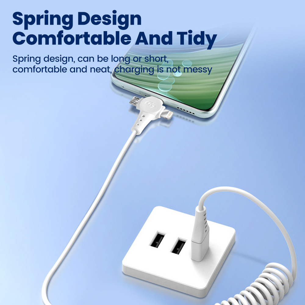 120W 3-in-1 Mobile phone fast charging data cable For iPhone Huawei Xiaomi Super fast charging spring retractable data cable