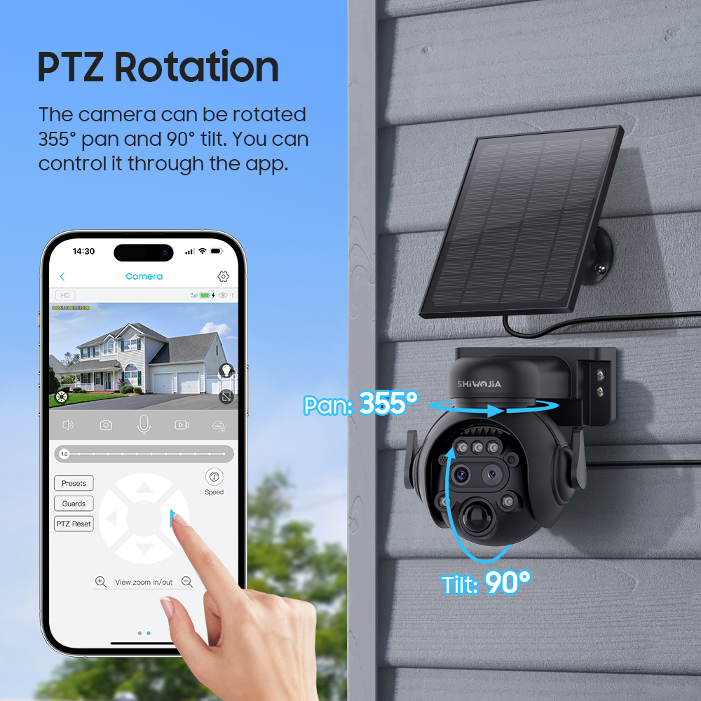 SHIWOJIA 12X Zoom 4G LTE Telecamera di sicurezza solare 8MP Visione notturna Dual-Lens WiFi esterno Batteria solare Telecamera PIR Rilevamento umano