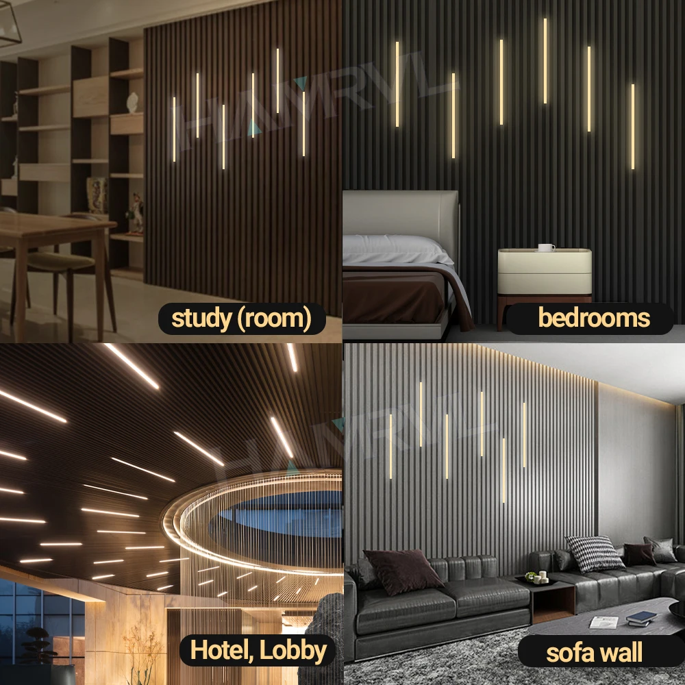 LED Light Kit Touch Dimming Aluminum Strip Lamp 6000K4000K3000K for Wood Slat Wall Panel Paste Stair Home Decor Cabinet Wardrobe
