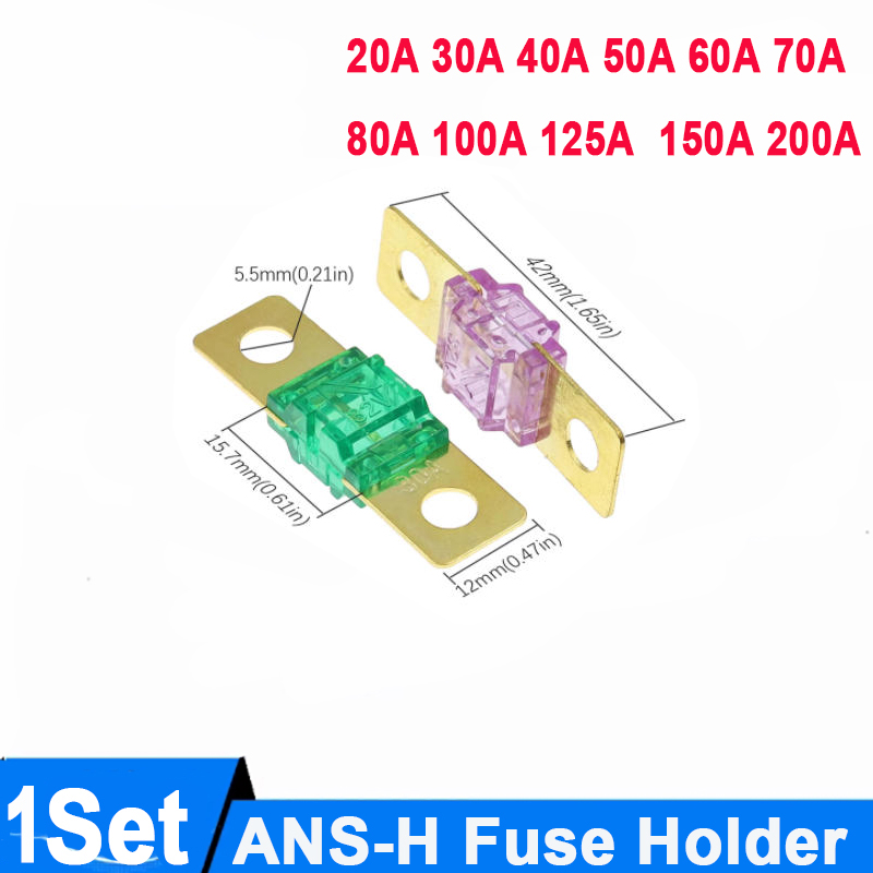 1Set ANS-H 1-Way Midi Fuse Holder ANS-8 20A 50A 70A 80A 100A 120A 150A 200A Safety Plate Base Car Carrier Fuse Box Bolt Type