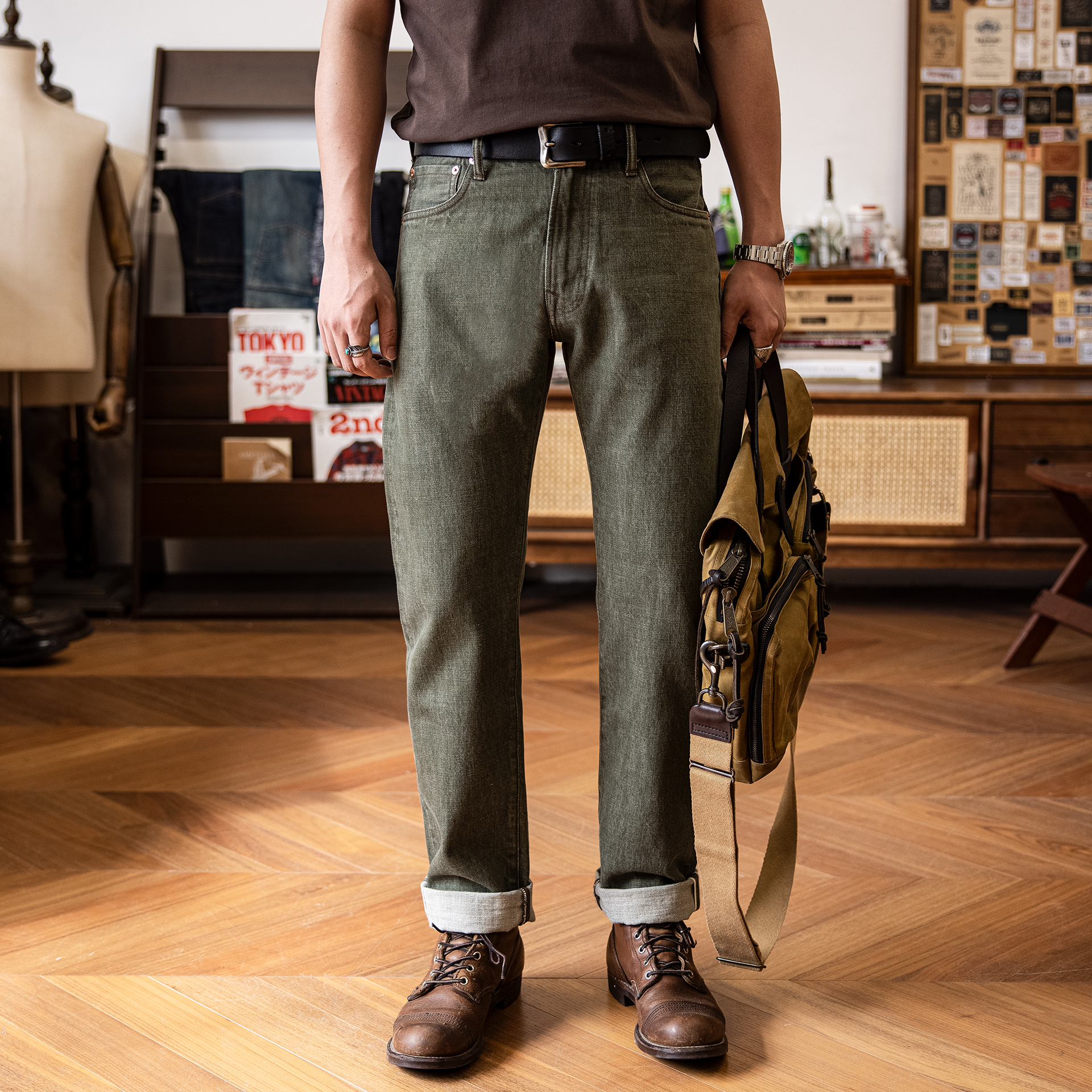 RT-511 schwere Indigo Selvage gewaschene 14 Unzen Hose San forized dicke rohe Denim Jean Red Tornado