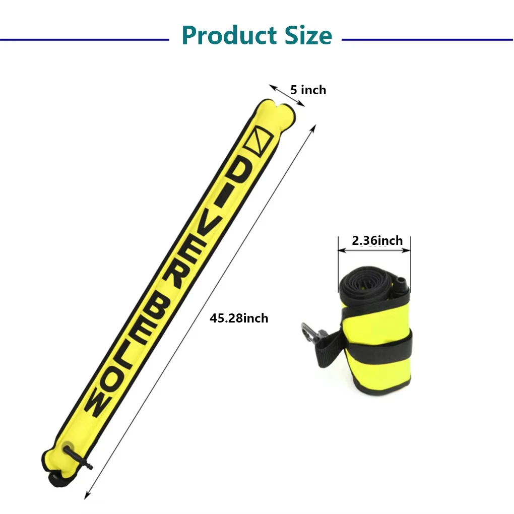 Surface Marker Buoy Scuba Diving with Rotatable Hook Sausage Signal Tube SMB Inflatable Nozzle Floating Accessory