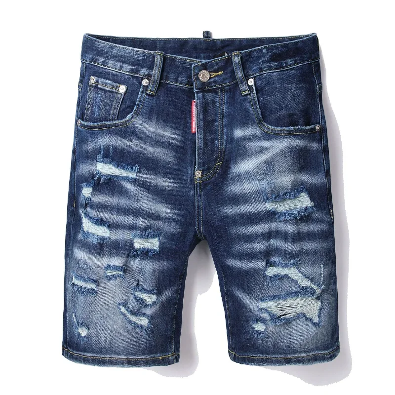 Nuevo verano, pantalones cortos vaqueros de estilo italiano de calle alta para hombre, pantalones cortos de mezclilla rectos de color azul claro para hombre, pantalones vaqueros casuales de moda 42
