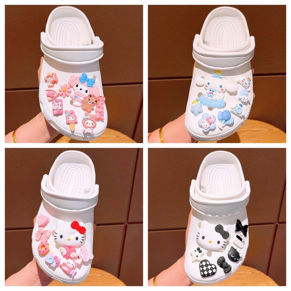 Sanrio Klassieke LED Cartoon Accessoires Kawaii Cinnamoroll Melodie Kuromi Hello Kitty Pochacco DIY Decoratie Gespen Set Geschenken