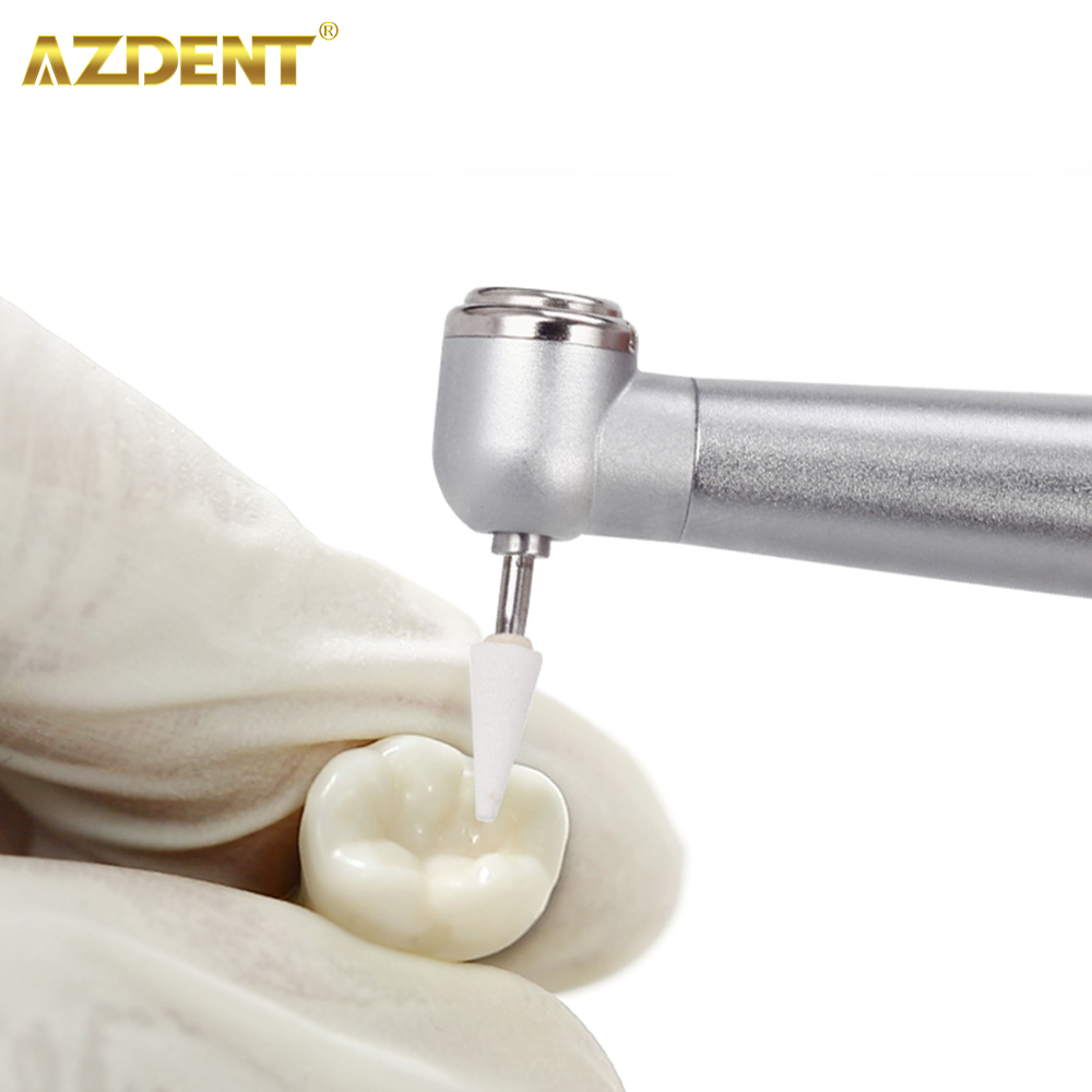 Pulidor Dental AZDENT, cono de llama de piedra blanca, herramienta de pulido de forma redonda, instrumento de odontología de porcelana de resina de Metal, 12 unids/pack