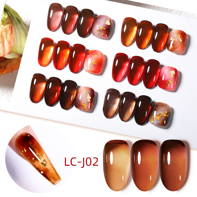 LILYCUTE 7ml Translucent Jelly Amber GEL เล็บสีน้ําตาลเคลือบเงาเจลยาวนานกึ่งถาวร UV เล็บเล็บ
