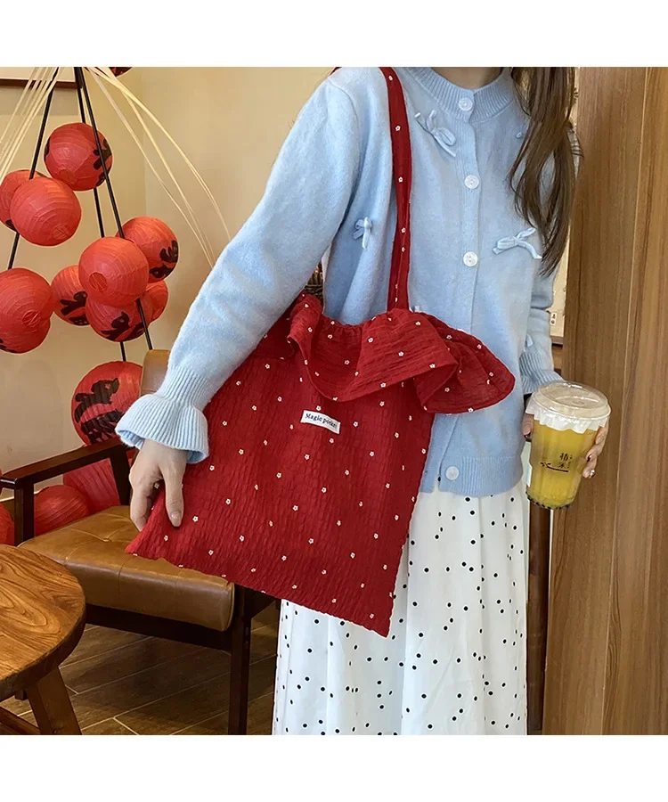 All-match Wave Point Chiffon Schoudertas Grote Capaciteit Fairy Mesh Handtas Woon-werktas Koreaanse Stijl Tote Bag Dames