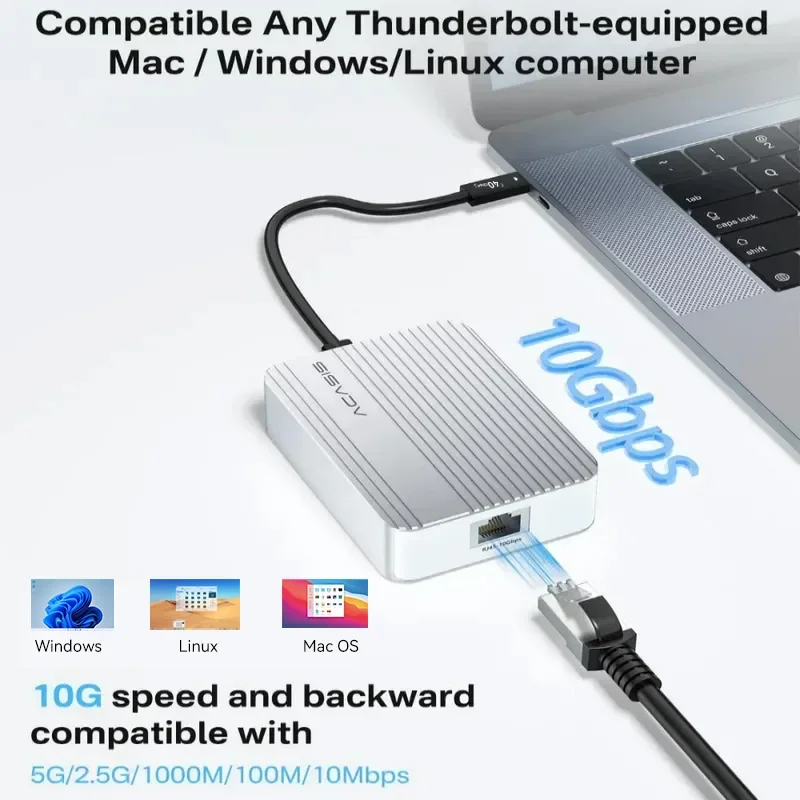 Сетевая карта Acasis 10 Гбит/с, адаптер USB-C к RJ45, обеспечивающий стабильный Интернет для Macbook/Mac Studio PC