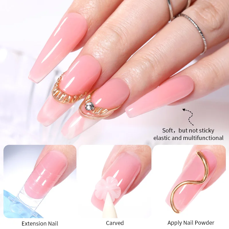 BORN PRETTY 15ml Non Stick Hand EXTENSION เจลเล็บแกะสลักดอกไม้เล็บ Shaping Solid เล็บอะคริลิคเจลเคลือบเงา