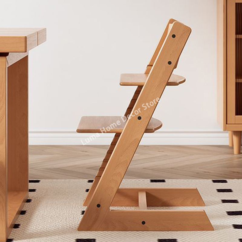 Luma Silla de comedor para bebés pequeños, para alimentación de niños, trona de madera ajustable con asiento, respaldo