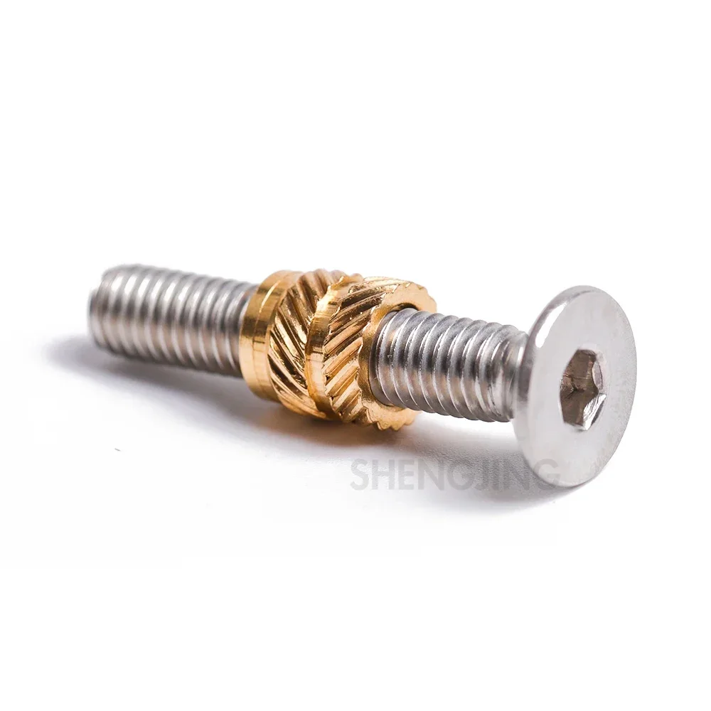100/10 Uds tuerca de inserción de latón de rosca moleteada de fusión en caliente M1/M1.2/M1.4/M2/M2.5/M3/M4/M5/M6/M8 insertos de inserción roscados hembra incorporados