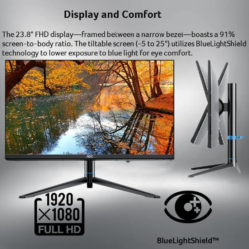 YUNYI OEM AOC Brand All in One PC 24 Inch Core   i7 1260P DDR4 16GB 512GB SSD Computer Set All in One PC with UPS Battery