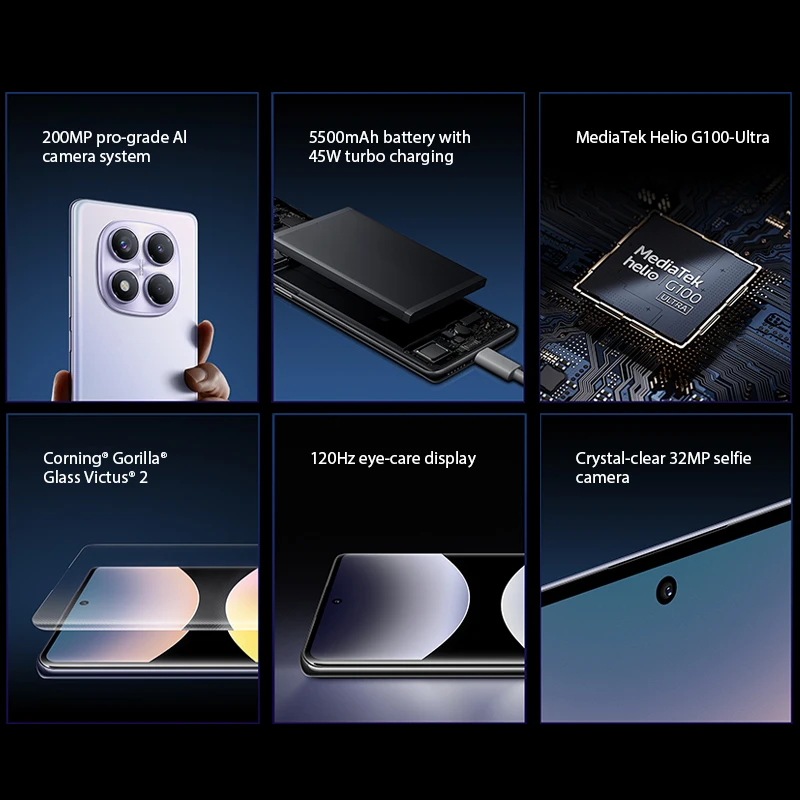 World Premiere Global Version Xiaomi Redmi Note 14 Pro 4G Smartphone 200MP AI Camera MediaTek Helio G100-Ultra 6.67" 5500mAh