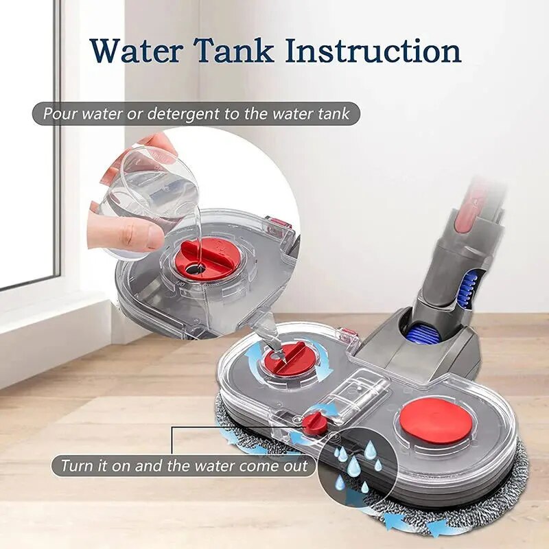 Cepillo de cabeza de fregona eléctrica con tanque de agua para Dyson V7 V8 V10 V11, accesorios de aspiradora de repuesto